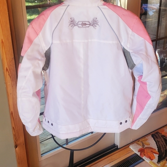 Castle Streetwear Escape Textile Motorcycle Embroider Pink & White Sz 10 Jacket - Picture 5 of 16